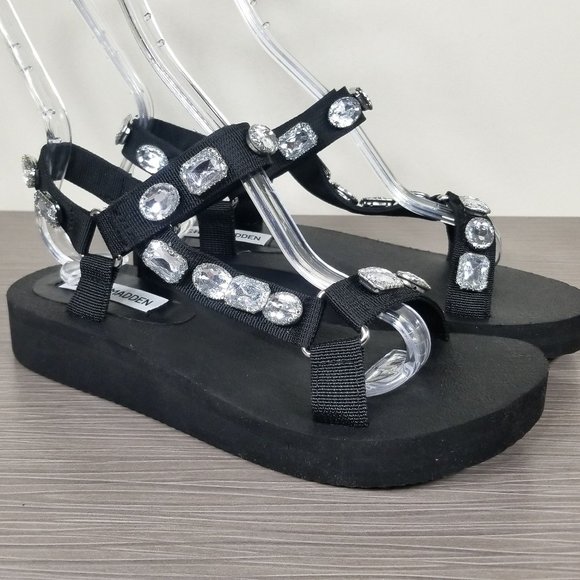 Steve Madden Raven Sandal, Black, Womens Size 7 M - Picture 3 of 12